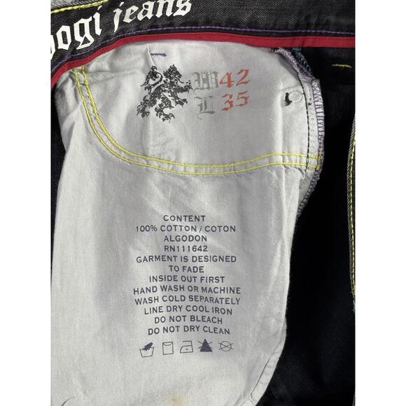 Vintage COOGI Jeans Mens Size 42x35 Embroidered Y2K Demon Wide Leg Baggy Pants - Picture 14 of 16